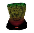 StonerDays Rasta Lion Roar Neck Gaiter featuring vibrant rasta colors on black background, front view