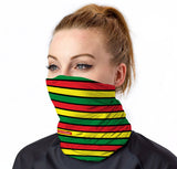 StonerDays Rasta Stripes Neck Gaiter in Red Yellow Green on Model - Front View