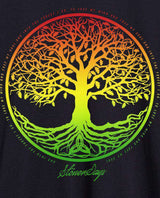 StonerDays Rasta Tree of Life design on Hemp Tee with psychedelic yellow to green gradient