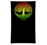 StonerDays Rasta Tree Of Life Neck Gaiter with vibrant gradient design on black background