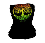 StonerDays Rasta Tree of Life Neck Gaiter in vibrant colors on white background