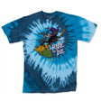 StonerDays Ride Or Die Kitty T-shirt in blue tie-dye with vibrant graphic front view