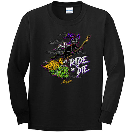StonerDays Ride Or Die Men's Long Sleeve Shirt - Front View on White Background