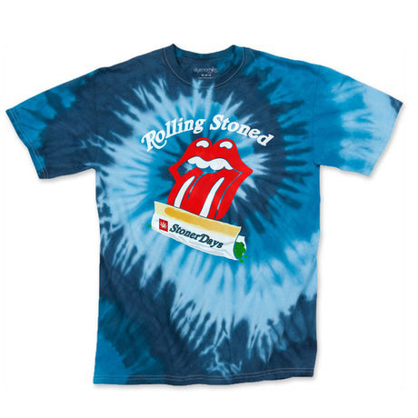 StonerDays Rolling Stoned Blue Tie Dye T-Shirt with Cotton Material - Front View