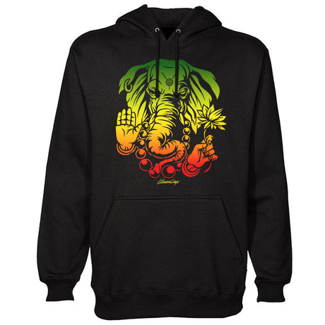 StonerDays Sacred Elephant Hoodie in black, featuring vibrant front graphic design, available in S to XXXL