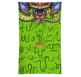 StonerDays Samurai Slime Neck Gaiter in green with a bold samurai design, made of polyester