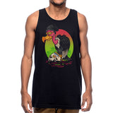 StonerDays Scavenger Hunt Tank top in black, front view on male model, sizes S-2XL, cotton blend