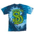 StonerDays SD Leafy Logo on Blue Tie Dye T-Shirt, Cotton, Front View