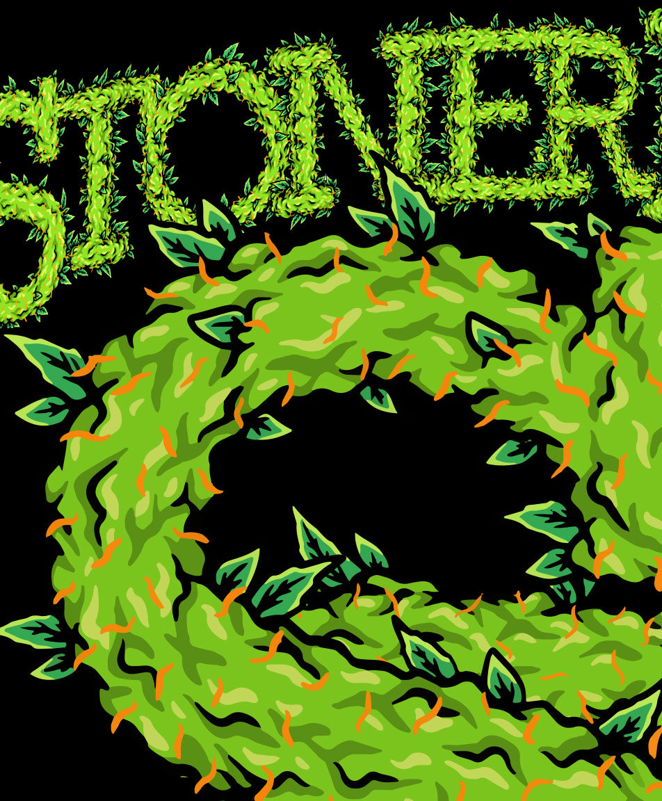 StonerDays Men's Green Leafy Logo Hoodie Close-up Detail