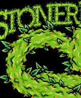 StonerDays Sd Leafy Logo on Green Long Sleeve Cotton T-Shirt, Close-up View