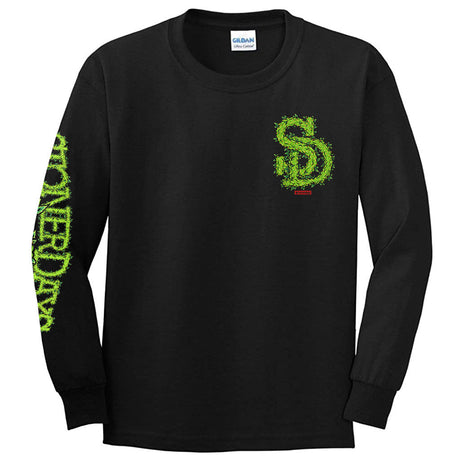 StonerDays SD Leafy Logo Long Sleeve in Black, Front View, Sizes S-3XL, Made in USA, Cotton