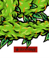 StonerDays Leafy Logo on White Tee - Close-up of Green Leaf Pattern