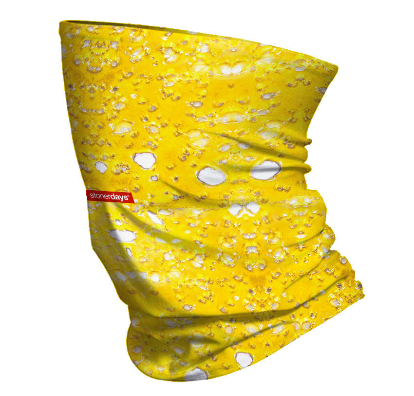 StonerDays Neck Gaiter with 710 Shatter Pattern, Durable Polyester, Front View on Seamless White