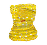 StonerDays Shatter 710 Concentration Neck Gaiter in yellow with shatter pattern, front view on white background