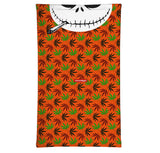 StonerDays Skellington Neck Gaiter in orange with green leaf pattern and gray skull design