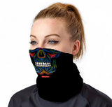 StonerDays Skull Art Of Color Neck Gaiter, vibrant print, front view on model