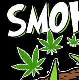 StonerDays 'Smoke Up Grinches' green long sleeve shirt close-up with cannabis leaf design