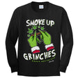 StonerDays long sleeve black shirt with 'Smoke Up Grinches' design, front view on white background