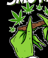 StonerDays Smoke Up Grinches Tee close-up, featuring cannabis leaf graphics on cotton fabric