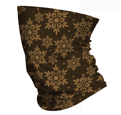 StonerDays Snowflake Leaf Pattern Gaiter in brown, versatile polyester headwear, front view