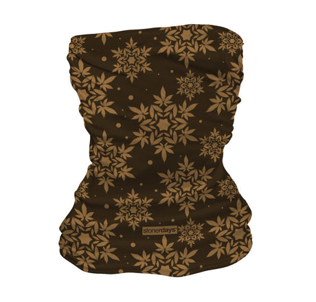StonerDays Snowflake Leaf Pattern Gaiter in brown, front view on a white background