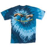 StonerDays Social Distance Club Tee in Blue Tie Dye with Graphic Front View