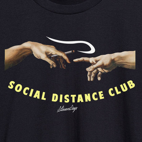 StonerDays Social Distance Club Crop Top Hoodie, close-up view of graphic design