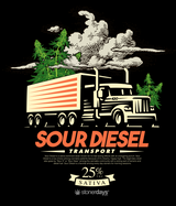 StonerDays Sour Diesel Hoodie with cannabis and truck graphic, black cotton blend