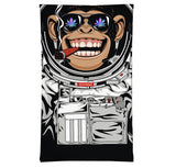 StonerDays Space Monkey Neck Gaiter featuring astronaut monkey with blunt, front view on white background