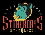 StonerDays Stay True Bear graphic design for women's racerback tank top in black