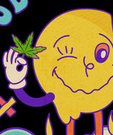 StonerDays Stay Weird Hoodie design close-up featuring quirky cartoon graphics on a vibrant background