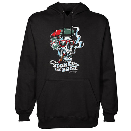 StonerDays 'Stoned To The Bone' Hoodie in Black - Front View with Bold Graphic Design