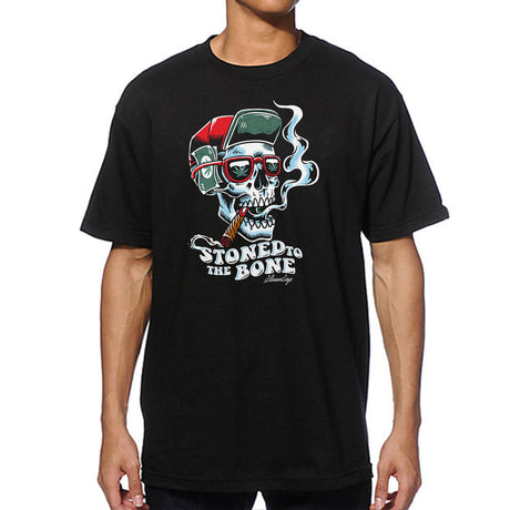 StonerDays 'Stoned To The Bone' T-Shirt on model, front view, sizes S to 3XL available
