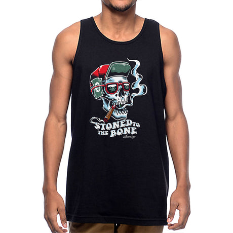 StonerDays 'Stoned To The Bone' Tank Top in Teal, Front View on Model, Unisex Cotton Blend