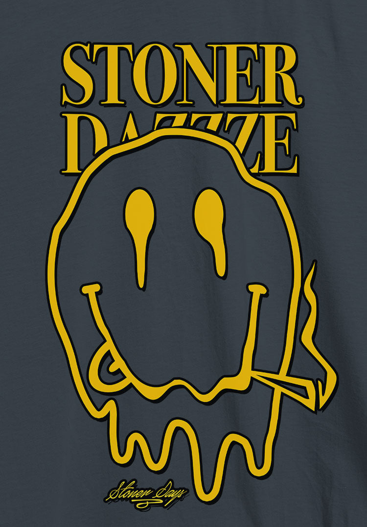 StonerDays Stoner Dazzze Hemp Tee in Charcoal, Front View, with Bold Yellow Graphics