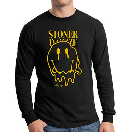 StonerDays Stoner Dazzze Long Sleeve Shirt in Black with Yellow Graphic, Front View