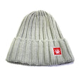 StonerDays Grey Knit Beanie with Red Leaf Logo, One Size Fits All - Front View