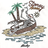StonerDays Stoney Aloha Blue Tie Dye Tee with skeleton graphic, palm trees, and sun