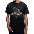 StonerDays Stoney Aloha men's black cotton t-shirt with tropical graphic, front view on model