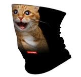 StonerDays Stoney Cat Neck Gaiter featuring a vivid cat print, made of polyester, front view on white background