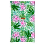 StonerDays Neck Gaiter featuring succulents and sativa leaves design, one size fits all, front view