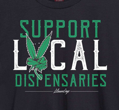 StonerDays Support Local Dispensaries Men's Green Hoodie Close-up