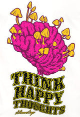 StonerDays Think Happy Thoughts Tee in Blue Tie Dye with Brain Graphic