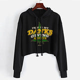 StonerDays black crop hoodie with "This Is My Danksgiving" print, front view on hanger