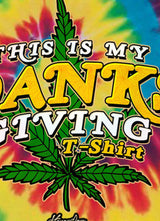 StonerDays Danksgiving Tie Dye Tee with vibrant colors and cannabis leaf design, front view
