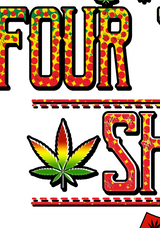 Close-up of StonerDays 'This Is My Four Twenty' white tee with colorful graphic