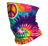 StonerDays Tie Dye Peace Face Gaiter with vibrant colors and peace sign, side view