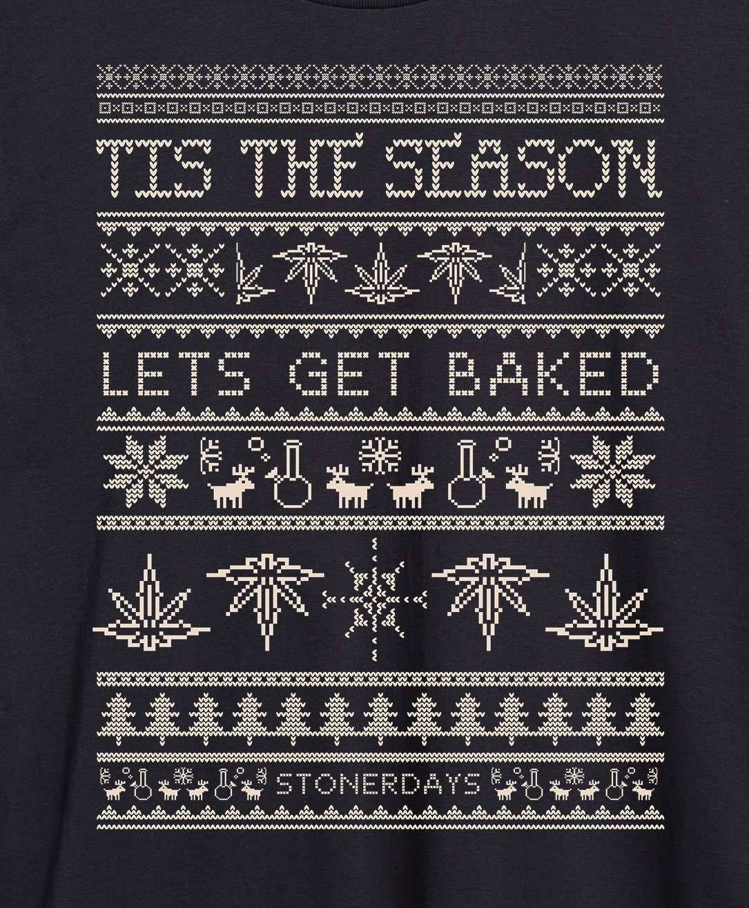 StonerDays Men's Brown Cotton T-Shirt with 'Tis The Season Let's Get Baked' Print