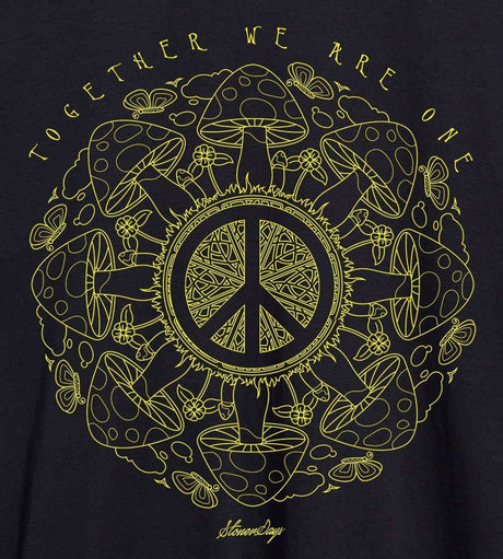 StonerDays Racerback with Psychedelic Peace Design in Yellow on Black