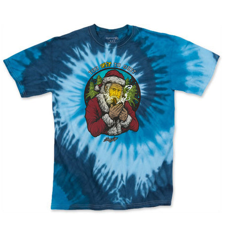StonerDays Too Lit To Quit blue tie-dye t-shirt with graphic front view on white background